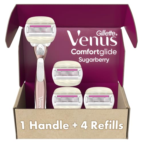 Gillette Venus Venus Moistureglide Women's Razor, Reusable Handle, 2 Razor Blade Refills and Shower Holder