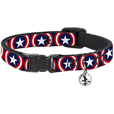 Katzen-Halsband mit Breakaway Captain America Shield Repeat 20,3-30,5 cm breit Cover