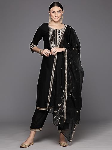 Image of INDO ERA Women Embroidered Kurta Trouser With Dupatta Set