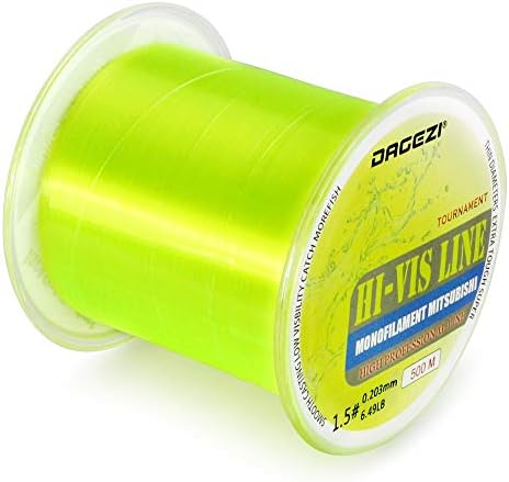 DAGEZI World's Premium Monofilament Fishing Line Strong and Abrasion Resistant Mono Line Superior Nylon Material Monofilament Fishing Line Fluorescent Yellow (Yellow, 5LB(2.3KG) 0.16mm-547yd)