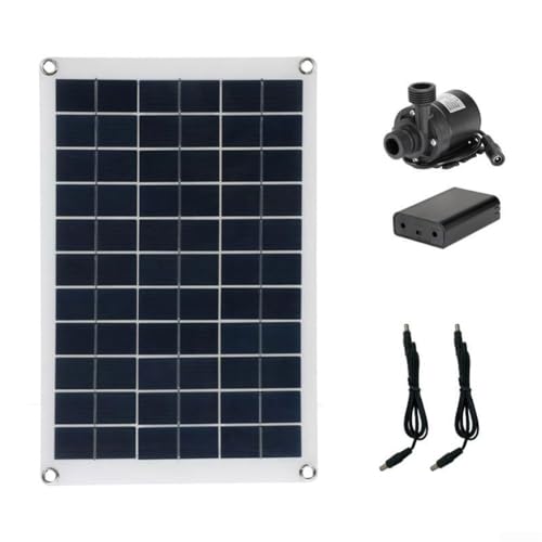 Kit de pompe à eau solaire 50 W avec débit de 800 l/h et élévation de 5 m, pompe de fontaine de jardin avec panneau monocristallin pour cascade, aquarium,...
