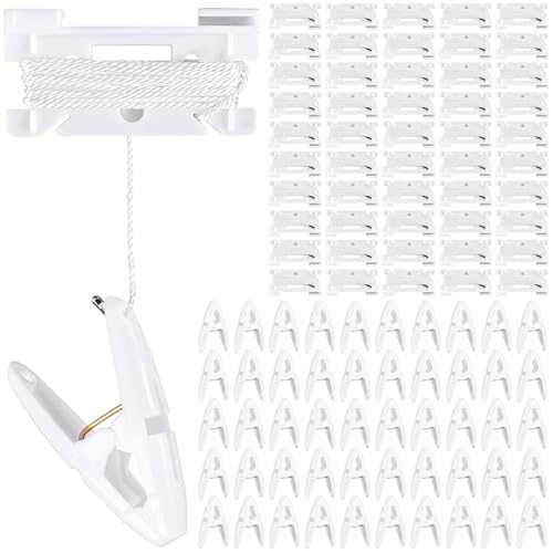 Image of Briwooody 50 Pairs Drop Ceiling Clips for Classroom Ceiling Hanging Hooks Hangers Clips for Hanging Drop Grid Decorations (White)