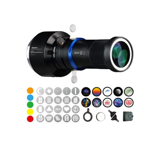 Image of Bussi MG06 Pro Optical Bowens Mount Snoot kit with 30 gobos, 33° Lens Optical Snoot Spotlight for Photography Spotlight Projector kit, (Bowens Mount for Strobe Lights)