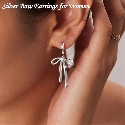Bow Earrings for Women 14k Gold Plated Trendy Bow Stud Earrings Pearl Huggie Ribbon Earring Statement Wedding Prom Jewelry2
