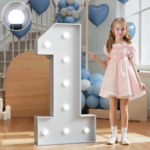 Imprsv Marquee Numbers 3 Feet Tall Light Up Numbers 1 Birthday Decorations