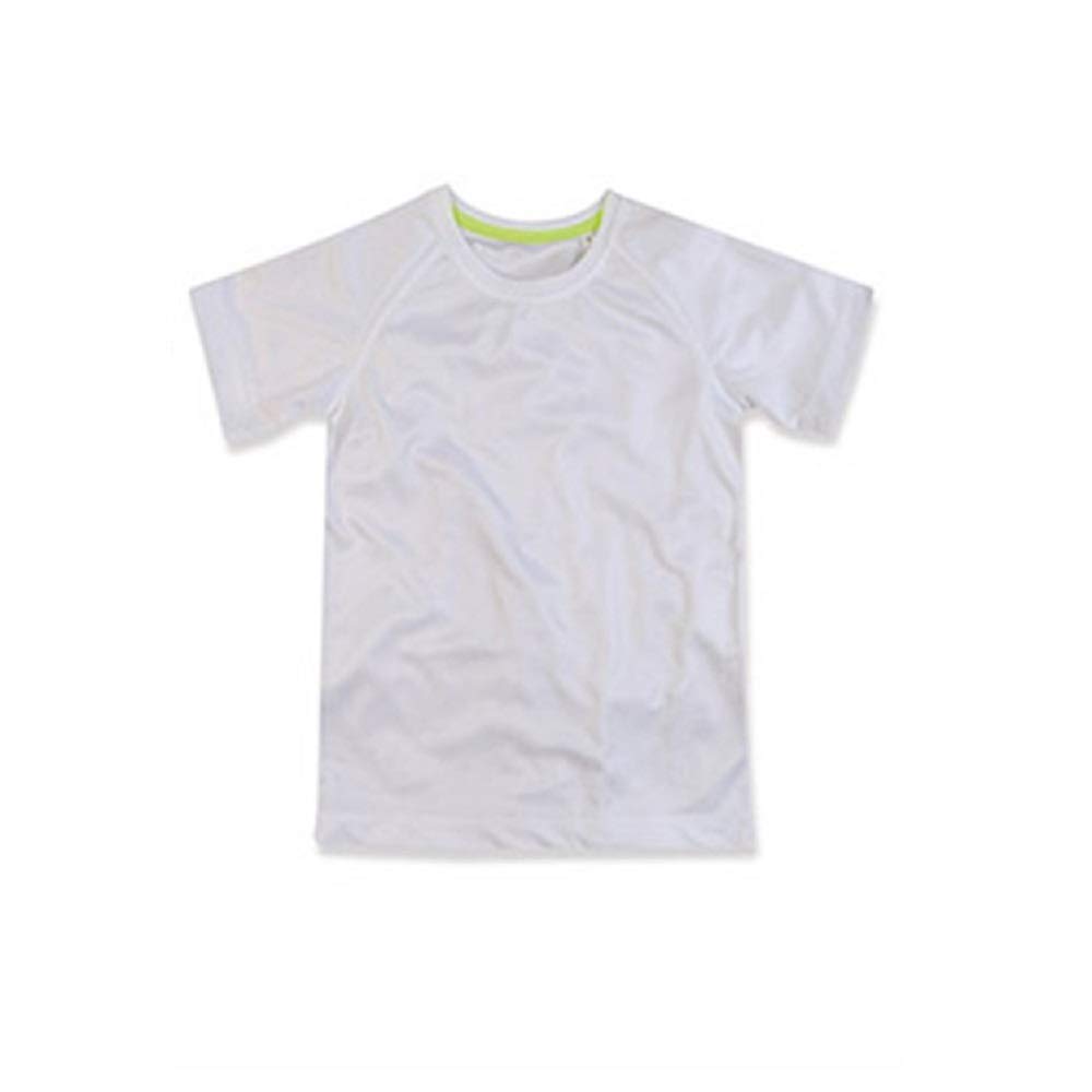 Stedman Boys White Apparel Active 140 Raglan/St8570 Short Sleeve Sports Shirt, 12 Years (Manufacturer Size:x-Large)