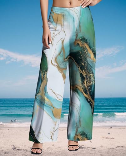 Womens High Waisted Pants 2025 Summer Loose Fit Wide Leg Oversize Patterned Printed Comfy Classic Basic Trendy Pant3