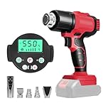 Cordless Heat Gun for Milwaukee 18V Battery, Hot Air Gun with 5 Nozzles, 2-Temp Settings Max 550°C for Shrink Tubing Vinyl Wrap Crafting, Colour Removal, Electronics