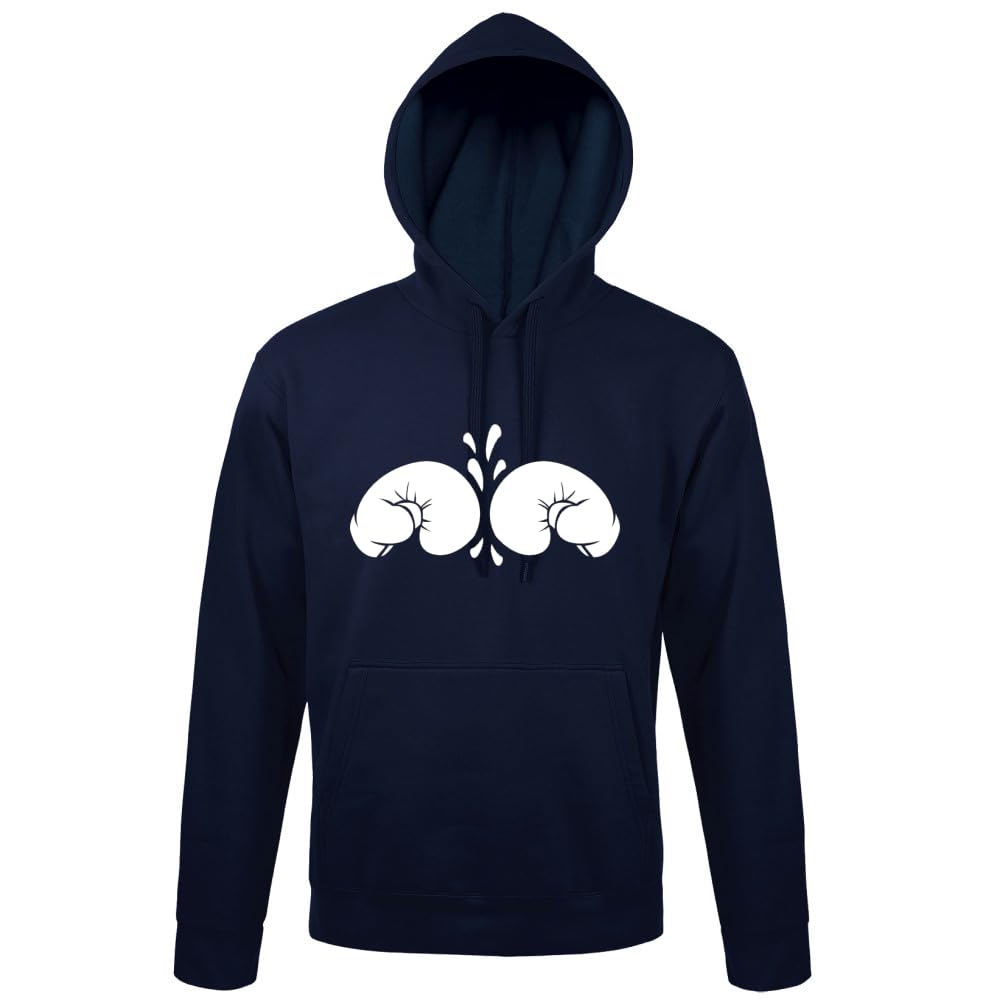 Boxkampf - Guanti da boxe da uomo, con cappuccio, colore blu navy, taglia XL