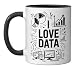 I Love Data, Statistician Data Science And Data Scientist Ceramic Mug, Black/White