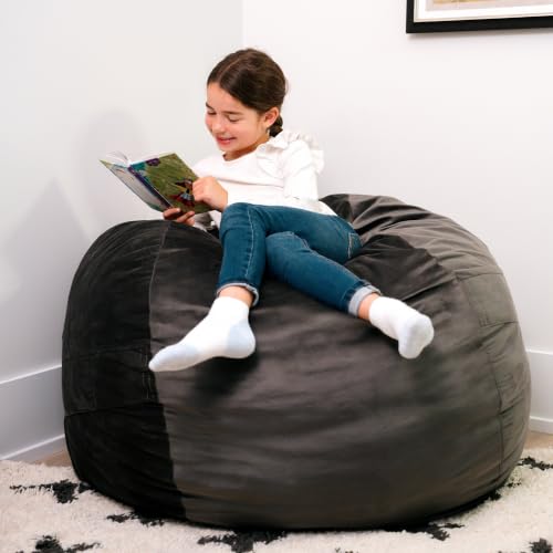 Image of Big Joe Fuf 3.5Ft Foam Bean Bag Chair for Kids, Teens, Teddy Gray Plush Soft Polyester, 3.5 Foot Large Ultra-Soft Seat for Gaming, Bedroom, Reading Nook | Premium Shredded Foam Filled, Plush, Safe for Kids Ages 3 and Up, Supports Up to 200 lbs