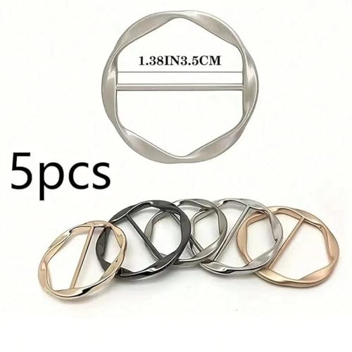 Image of 2 Pcs Scarf Ring Clips for Women Metal Shirt Tightener Cinch Buckle for Silk Scarf Shawl Blouse Sweater T Shirt Clothing Accessories
