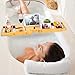 Simath Luxury Bathtub Caddy Tray - Bamboo Adjustable Bath Tray for Any Size Bath Tub, Free Soap Holder - Water Resistant