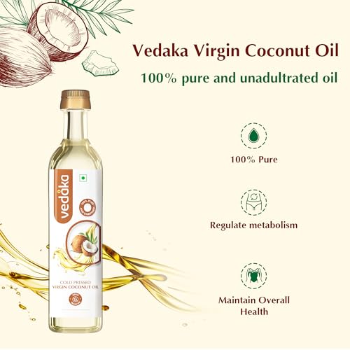 Image of Amazon Brand - Vedaka Cold Pressed Virgin Coconut Oil | 500 Ml Bottle | 100% Pure | Effective with Good Smell (Pack of 2)