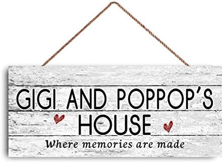 12x6 inch New Sign Gigi and POPPOP'S House Sign, Where Memories are Made, Distressed Style, Gift for Grandparents, Indoor Outdoor Sign image 2