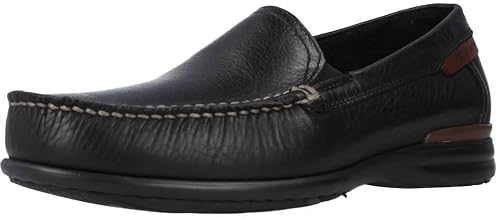 Fluchos - Men's Loafer - Orion Model - Leather Loafer - Elastic Closure - Color Black - Different Colors and Sizes