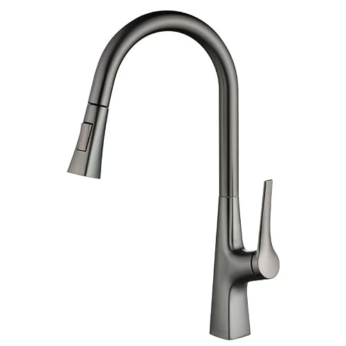 ZYCHSJXA Kitchen Mixer Taps Pull-Out Hot and Cold Splash-Proof Faucetcopper Sink Retractable Faucet Gun Grey Alloy