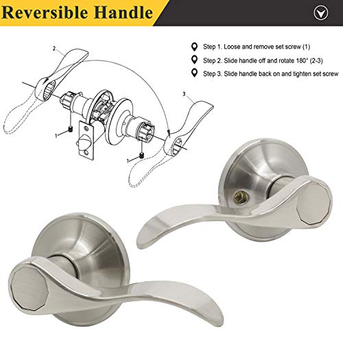 Probrico Passage Door Levers Hall/Closet Handles Satin Nickel Keyless Non-Locking Interior Door Leversets, 1 Pack by Probrico - Used condition - Image 5