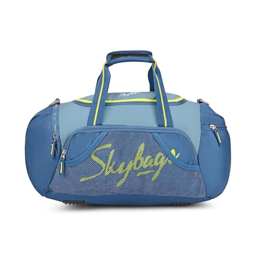 Image of Skybags Athletix Unisex Gym Duffle Bag | 28L Travel Duffel for Men & Women | Lightweight Sports & Fitness Bag with Shoulder Strap (Blue)