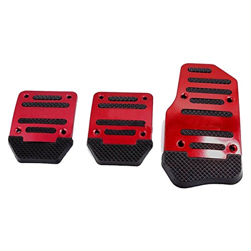 Fochutech 3 Pcs Nonslip Pedal Foot Brake Accelerator Cover Set For Car Auto Vehicle Mt Aluminium (Red) #TOP3