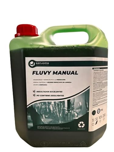 FLUVY Lavavajillas Manual Detergente de lavavajillas manual (Garrafa 5L). Alto poder de limpieza y eliminación de grasa Cover