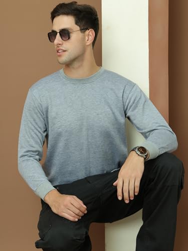 Image of Mack Jonney Fleece Regular Fit Solid Round Neck Sweatshirt for Men-MACK639877