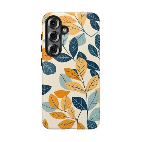 Coque Samsung Galaxy S25 bleu rigide brillante avec motif végétal coloré