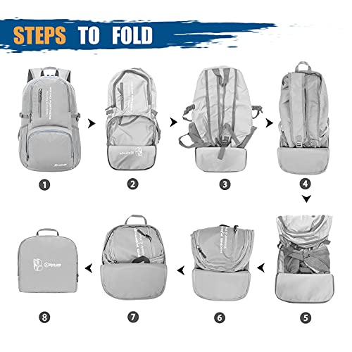 Image of ZOMAKE Lightweight Packable Backpack, 35L Foldable Daypack (Silver Grey)
