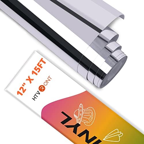 HTVRONT Silver Chrome Permanent Vinyl, 12" x 15FT, Mirror Metallic Roll