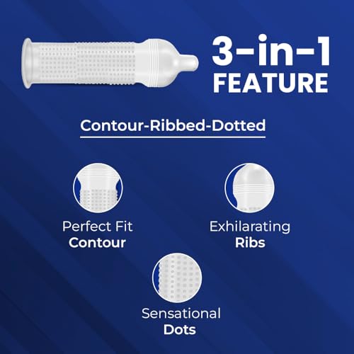 Image of Dasutra Max Pleasure Dotted Condoms For Men | 5 in 1 Multi-Textured Lubricated | Enhanced Pleasure For Both | 3 in Each Pack (Mango, Pack of 10)