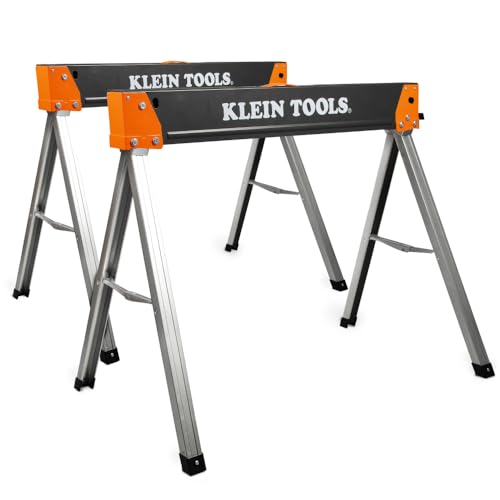 Klein Tools 66187 Folding Saw Horse, Heavy Duty Legs, Metal Saw Horse for Woodworking, Carpenters,...