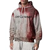 Sudadera de Halloween para hombre, con estampado de sangre, manga larga, sudadera casual con capucha, disfraz de vacaciones, suéter holgado divertido para otoño e invierno, sudadera con capucha para