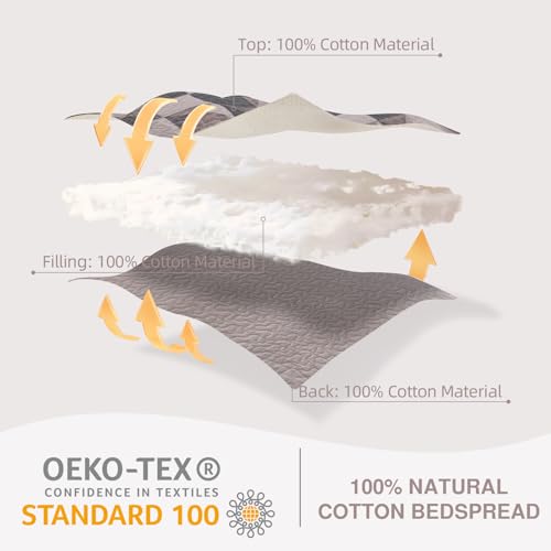 Image of EWlinens 100% Cotton 120 inchx120 inch Oversized King Bedspread - Rustic Cabin Star Patchwork Plaid Extra Large Quilts Bedding Set, Farmhouse Oversized King Quilt Bed Spread, 3 Pieces, Brown /Charcoal Gray