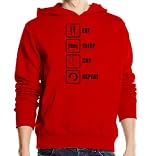 Eat Sleep Cry Repeat Forever Alone Meme - Sudadera unisex con capucha de mezcla de algodón, color rojo, rosso, XXL