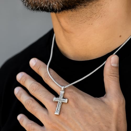 LeCalla Silver Cross Pendant Necklace Jewelry | Solid 925 Sterling Silver Cross Necklace for Men Women2