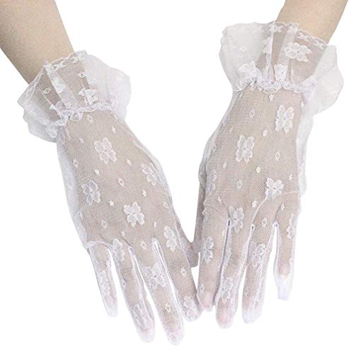 White Gloves for Wedding Mitten Summer UV Gloves Evening Gloves with Full Finger