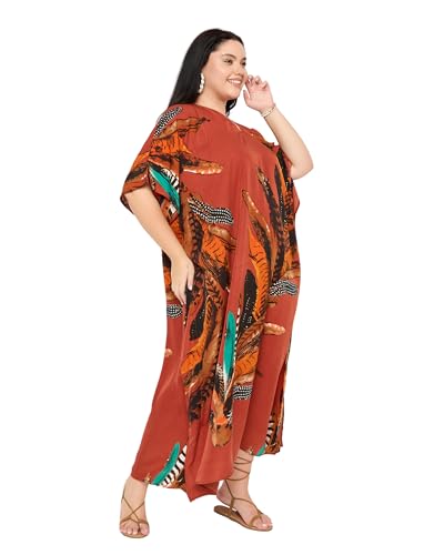 Image of Gypsie Blu Women Plus Size Kaftan Dress Beach Cover Up Maxi Dresses for Women, V-Neck Kimono Sleeve 1X-3X