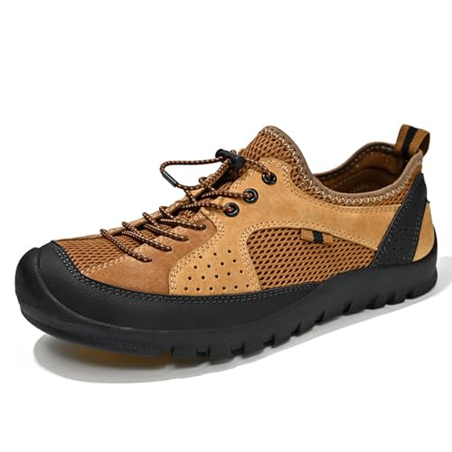 Men's Fashionable Hollow Breathable Mesh Hiking Shoes Classic Lightweight and Breathable Hiking Sneakers Comfortable Outdoor Travel Sports Shoes