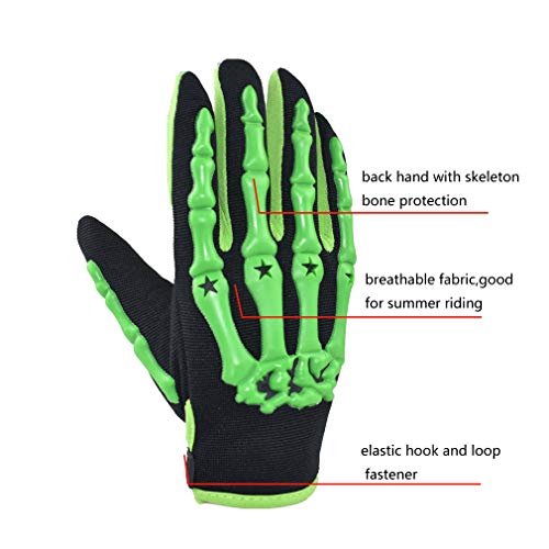 Chitone Full Finger Skeleton Motocross Riding Gloves For Motorcycle (Medium, Green) #TOP1