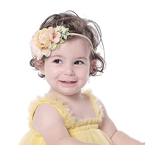 Cinaci 6 Pack Delicate Rose Flower Nylon Headbands Floral Bows Headband Super Stretchy Hair Bands Fancy Headpieces Tiara Crown Accessories Bulk For Baby Girls Newborns Infants Toddlers Kids #TOP2