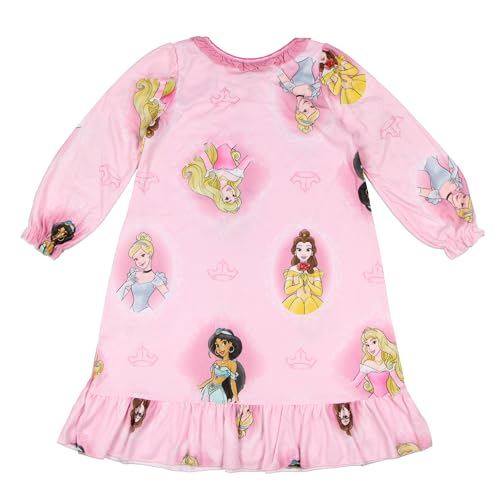 Disney Princess Nightgown Toddler Girl's Long-Sleeve Granny Gown Princess Portrait Loungewear Pajama Sleep Dress (2T) Pink3