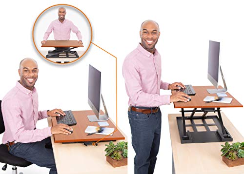Stand Steady X-Elite Pro Standing Desk Converter | Instantly Convert Any Desk Into A Stand Up Desk | Easy Lift Height Adjustable Standing Desk | No Assembly Required (28 X 20 / Cherry) #TOP1