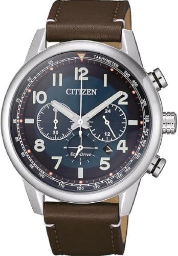 Citizen Herren Analog Eco-Drive Uhr mit Leder Armband CA4420-13L, Silber