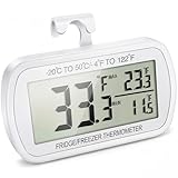 Waterproof Refrigerator Fridge Thermometer, Digital Freezer Room Thermometer, Max/Min Record Function Large LCD Screen and Magnetic Back for Kitchen, Home, Restaurants (1 Pack)