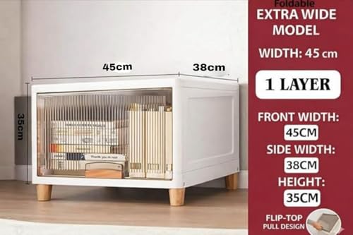 Image of mechdel Plastic Rack /Kitchen Cupboard /Cupboard Rack /Stackable Rack /Wardrobe for Clothes /Multipurpose Organizer /Closet for Bedroom /Living Room /Laundry Room /Bookshelf (Cupboard Rack-Transparent, 1PCS)