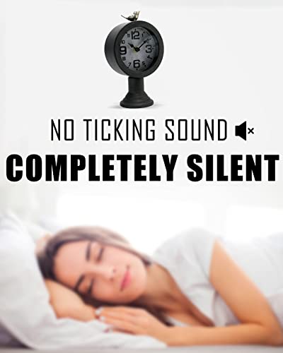 Clocks For Living Room Decor Vintage Bird Desk Clock Small Dark Grey Table Top Clock Man Office Desk Decor Antique Shelf Mantel Decoration Cool Cute Aesthetic Bedroom Home Accessorie Gifts For Dad #TOP3