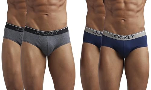 Image of Jockey 8037 Men's Super Combed Cotton Solid Brief with Ultrasoft Waistband(Pack of 4),Assorted