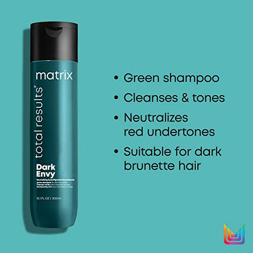 Matrix Total Results Dark Envy Color-Depositing Green Shampoo | For Neutralizing Red Undertones In Dark Brown Or Black Hair | Cool, Glossy Finish | 10 Fl. Oz #TOP2