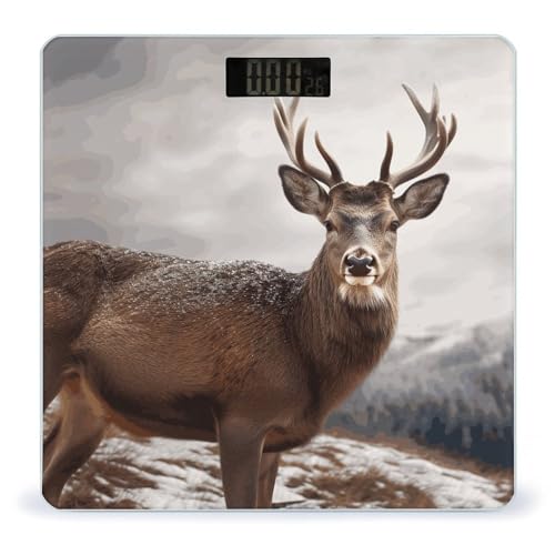 Báscula digital de baño Wild Animals Deer 400 lb con vidrio templado miniatura 1