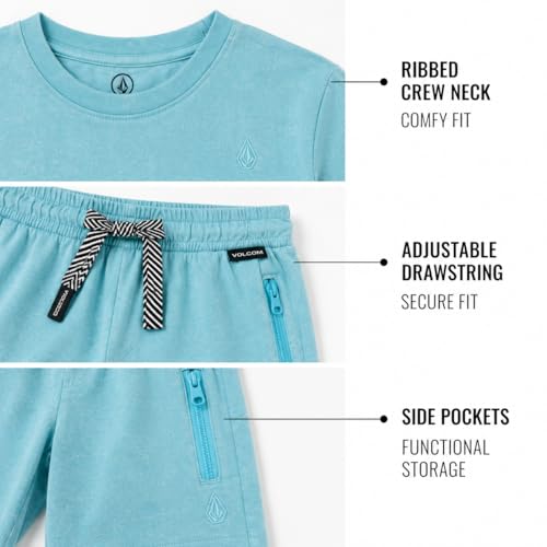 Image of Volcom Toddler Baby Boy Shorts Set - 2 Piece Short Sleeve Graphic Tees and Shorts Infant Toddler Little Boys Summer Outfits